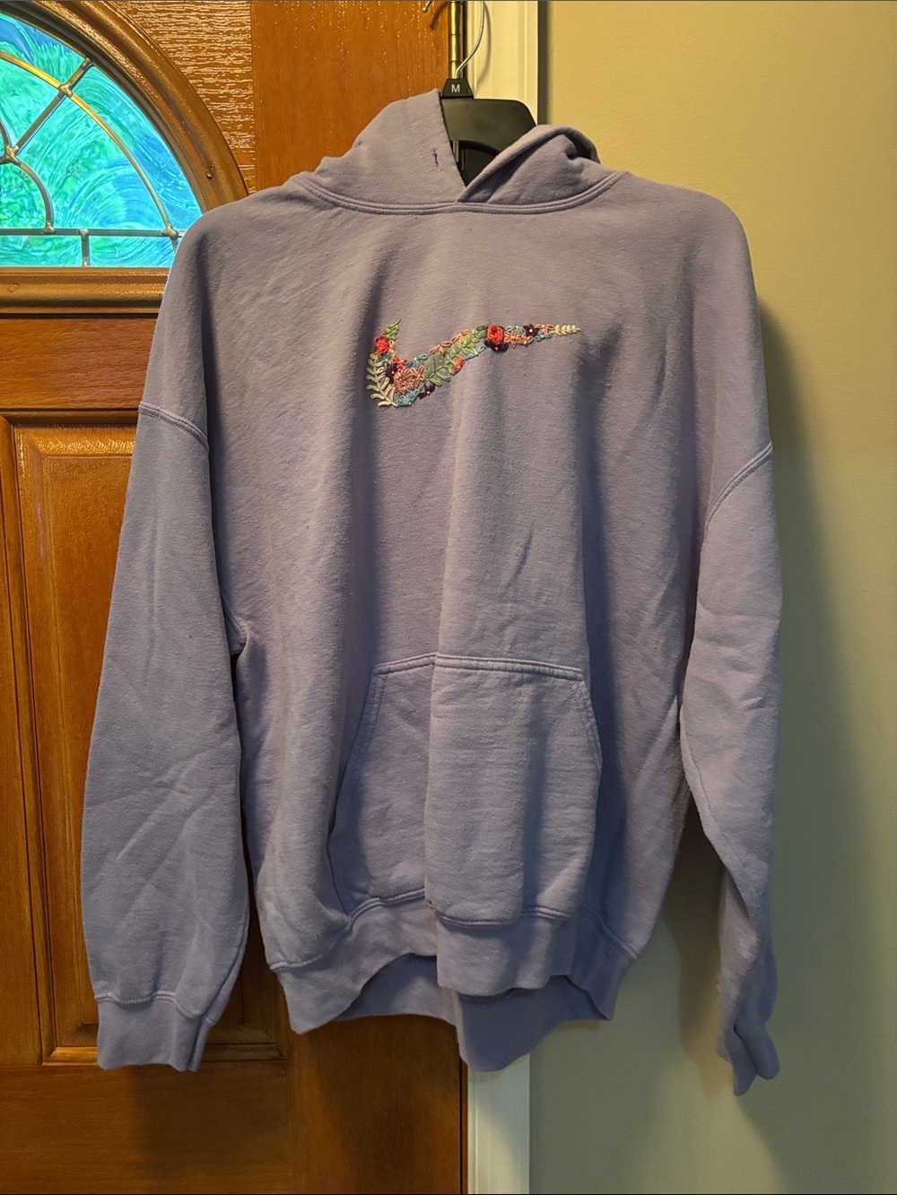 Gildan Lavender Pullover Hoodie with Embroidered Floral Swoosh